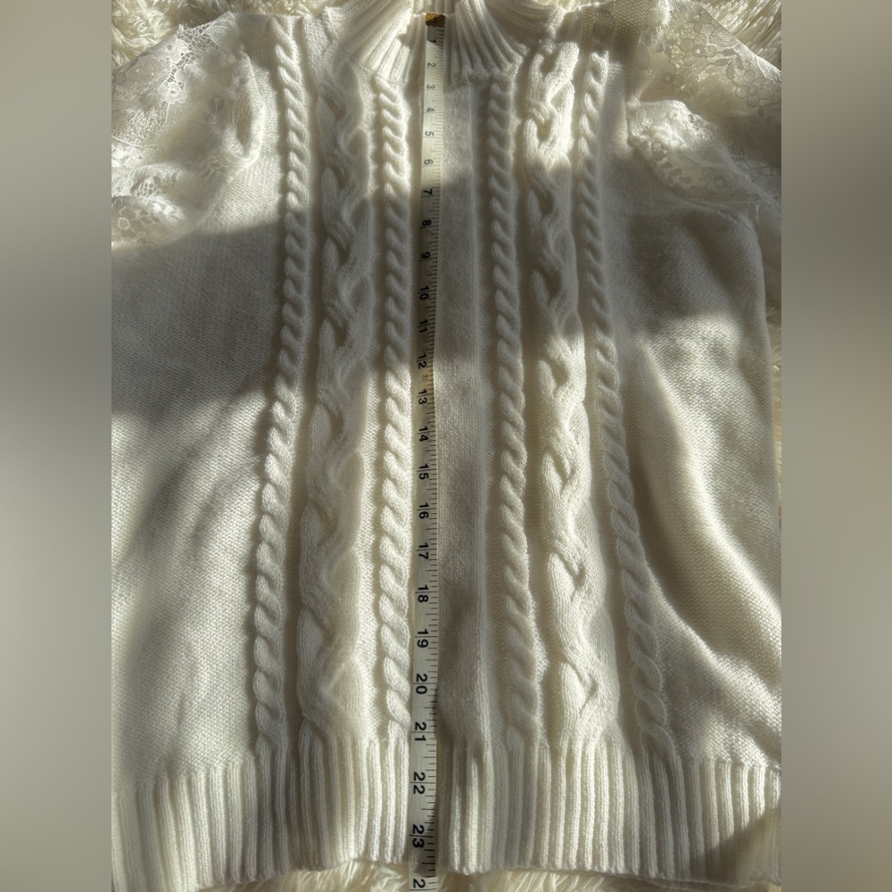 NWOT Cable-Knit Lace-Sleeved Sweater - Picture 9 of 11